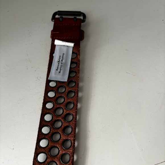 J. Crew Brown Leather Belt with Metal Eyelets Bronze Studded - Picture 4 of 5